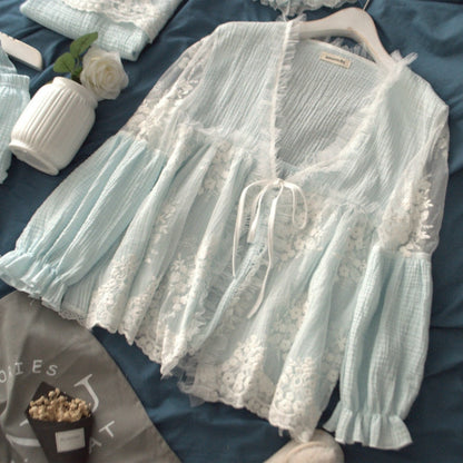 Summer 2025 Cotton Sleepwear Cute Lace palace