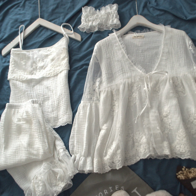 Summer 2025 Cotton Sleepwear Cute Lace palace