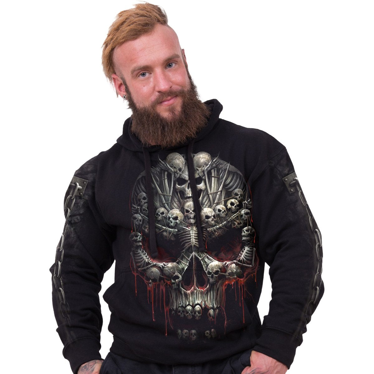 DEATH BONES - Side Pocket Hoody Black