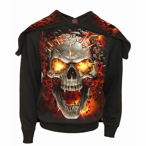 SKULL BLAST - Split Zip Hoody Black