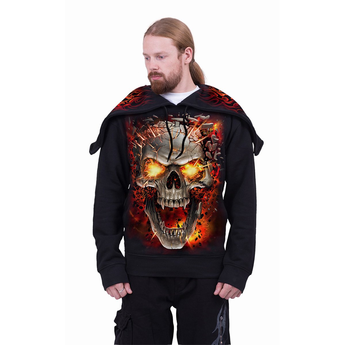 SKULL BLAST - Split Zip Hoody Black