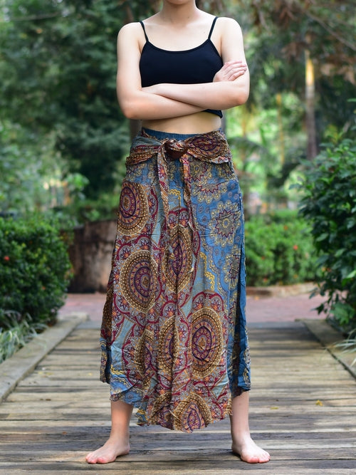 Bohotusk Grey Solar Circle Long Skirt With Coconut Buckle (&amp; Strapless