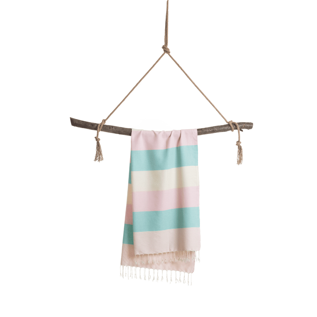 Palermo Beach Towel with Recycled Gift Box, Mint, Pink