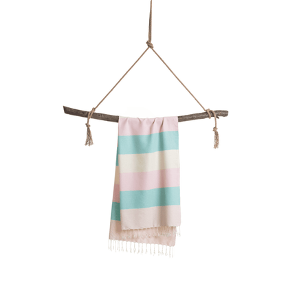 Palermo Beach Towel with Recycled Gift Box, Mint, Pink