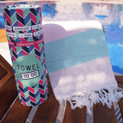 Palermo Beach Towel with Recycled Gift Box, Mint, Pink