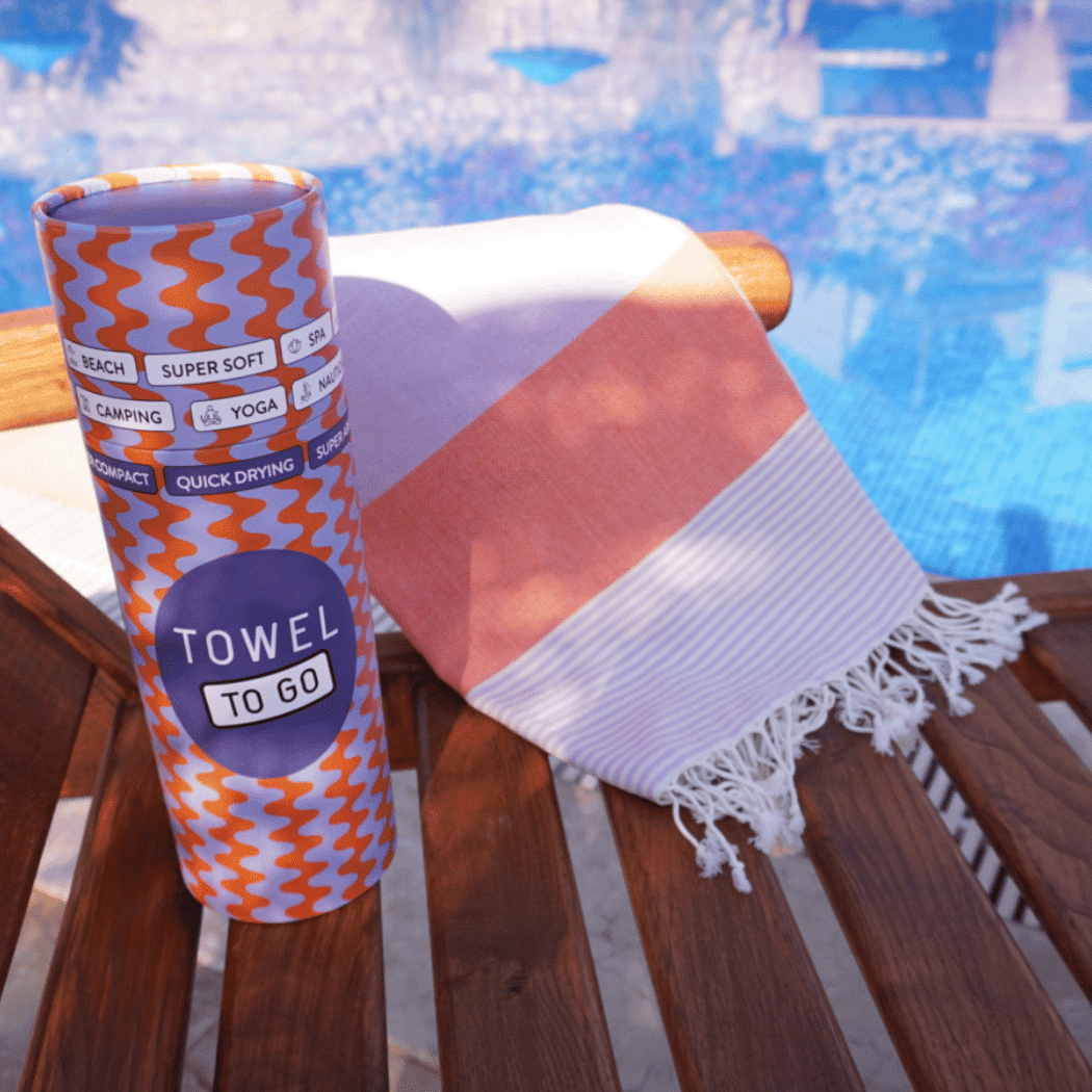 Palermo Beach Towel with Recycled Gift Box, Orange, Purple