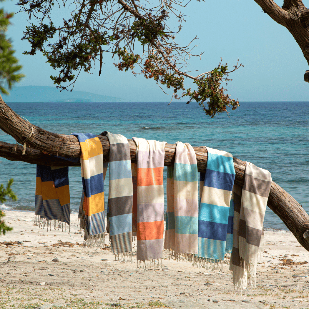 Palermo Beach Towel with Recycled Gift Box, Orange, Purple