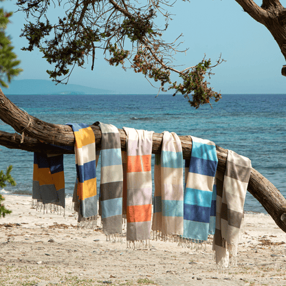 Palermo Beach Towel with Recycled Gift Box, Orange, Purple