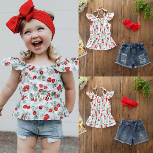 Toddler Kids Baby Girl Tops Dress Hole Jeans