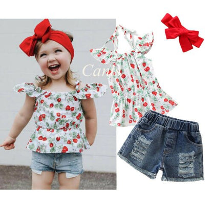 Toddler Kids Baby Girl Tops Dress Hole Jeans