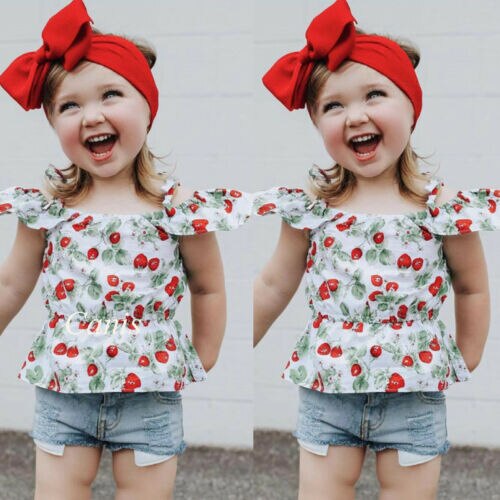 Toddler Kids Baby Girl Tops Dress Hole Jeans