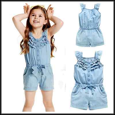 Toddler Kids Girl Cotton Washed Bow Jeans Denim