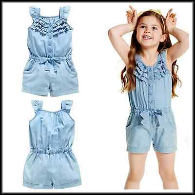 Toddler Kids Girl Cotton Washed Bow Jeans Denim