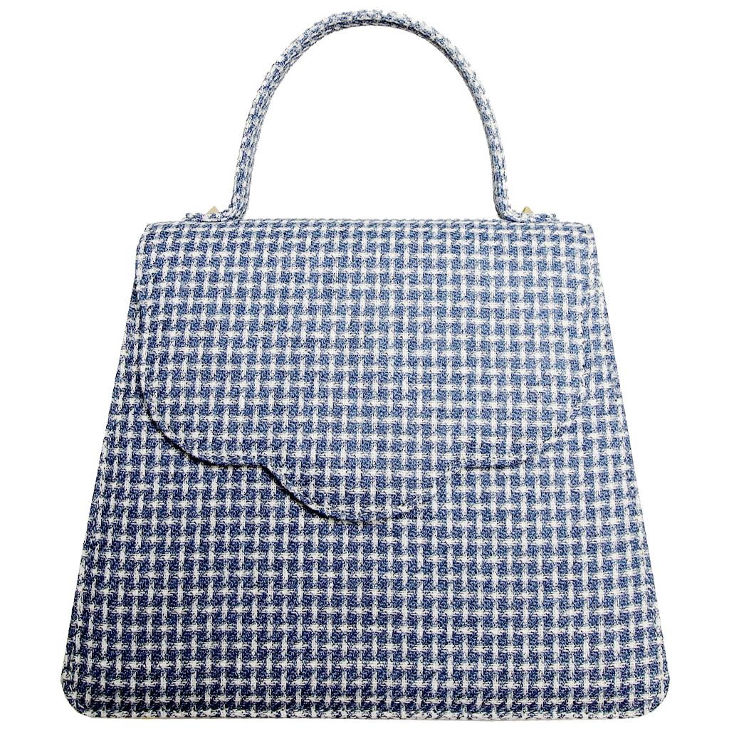 Top Handle Eco Wool Fabric Handbag Blue