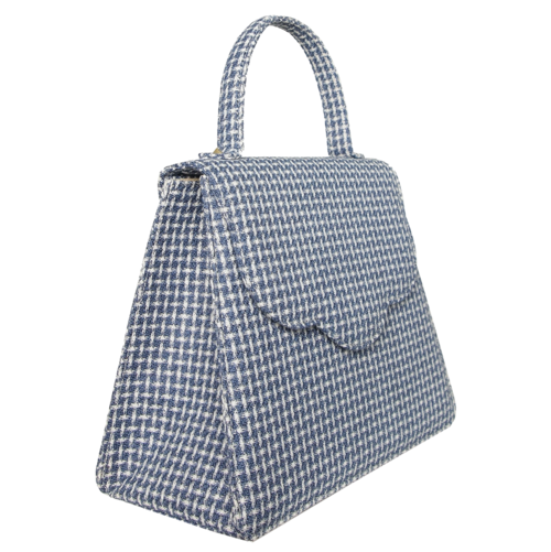 Top Handle Eco Wool Fabric Handbag Blue