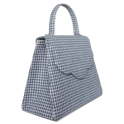 Top Handle Eco Wool Fabric Handbag Blue