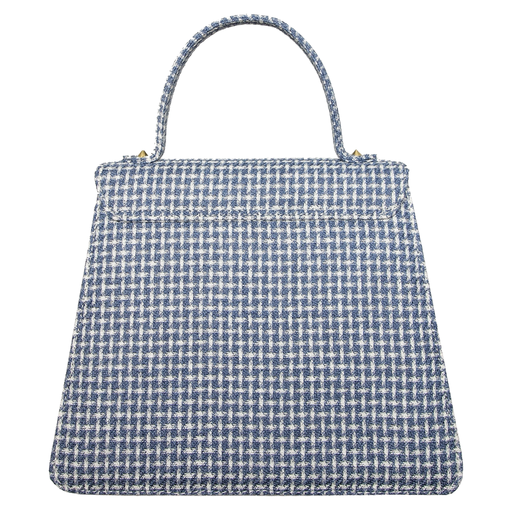 Top Handle Eco Wool Fabric Handbag Blue