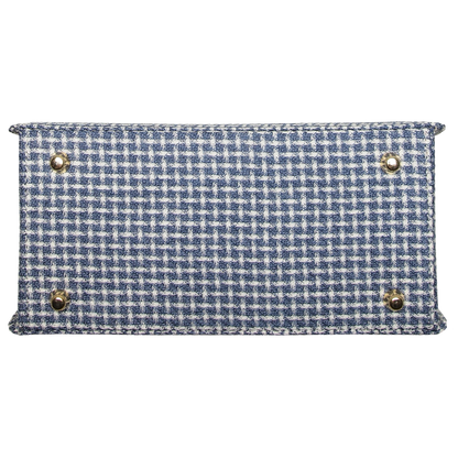 Top Handle Eco Wool Fabric Handbag Blue