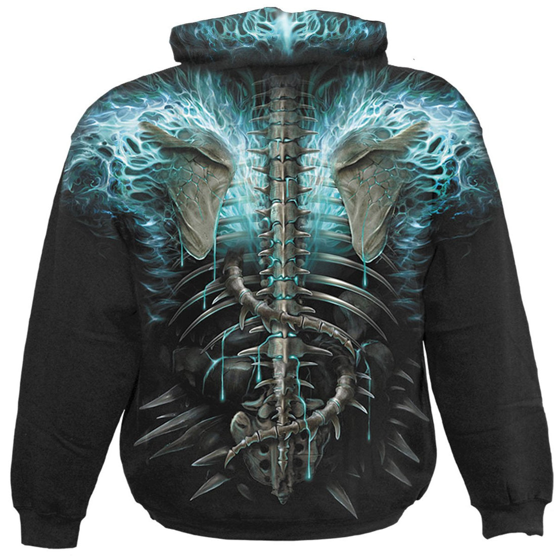 FLAMING SPINE - Allover Hoody Black