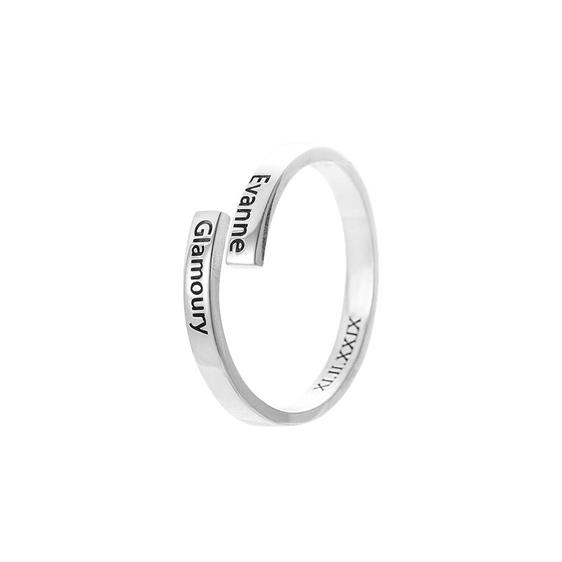 Full Silver 2-Name Ring - sterling silver ring