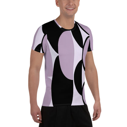 Mens Stretch Fit Athletic Sports T-shirt, Geometric Lavender and 2