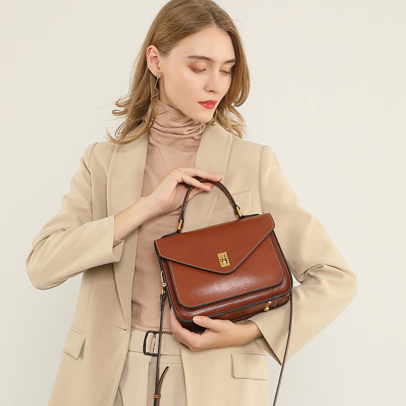 Hand-held Single-shoulder Cross-body Leather Bag