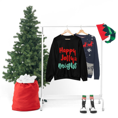 Womens Happy Jolly &amp; Bright Sweatshirt