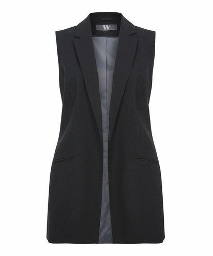 Black Formal Open Front Sleeveless Blazer