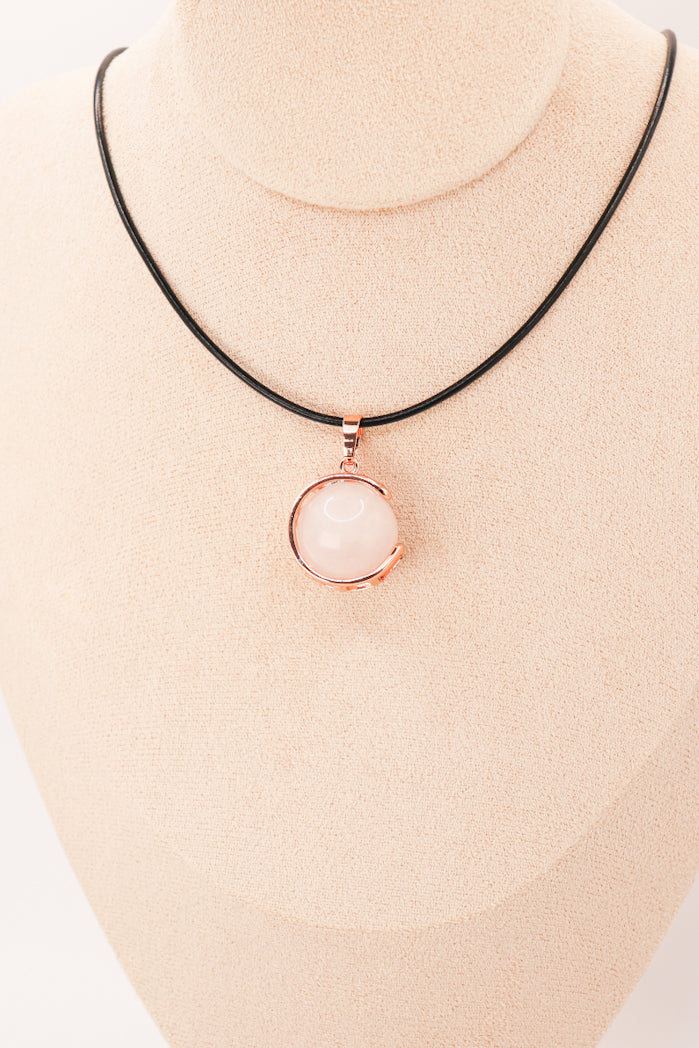 Pendentif | Sphère de Lune en Quartz rose