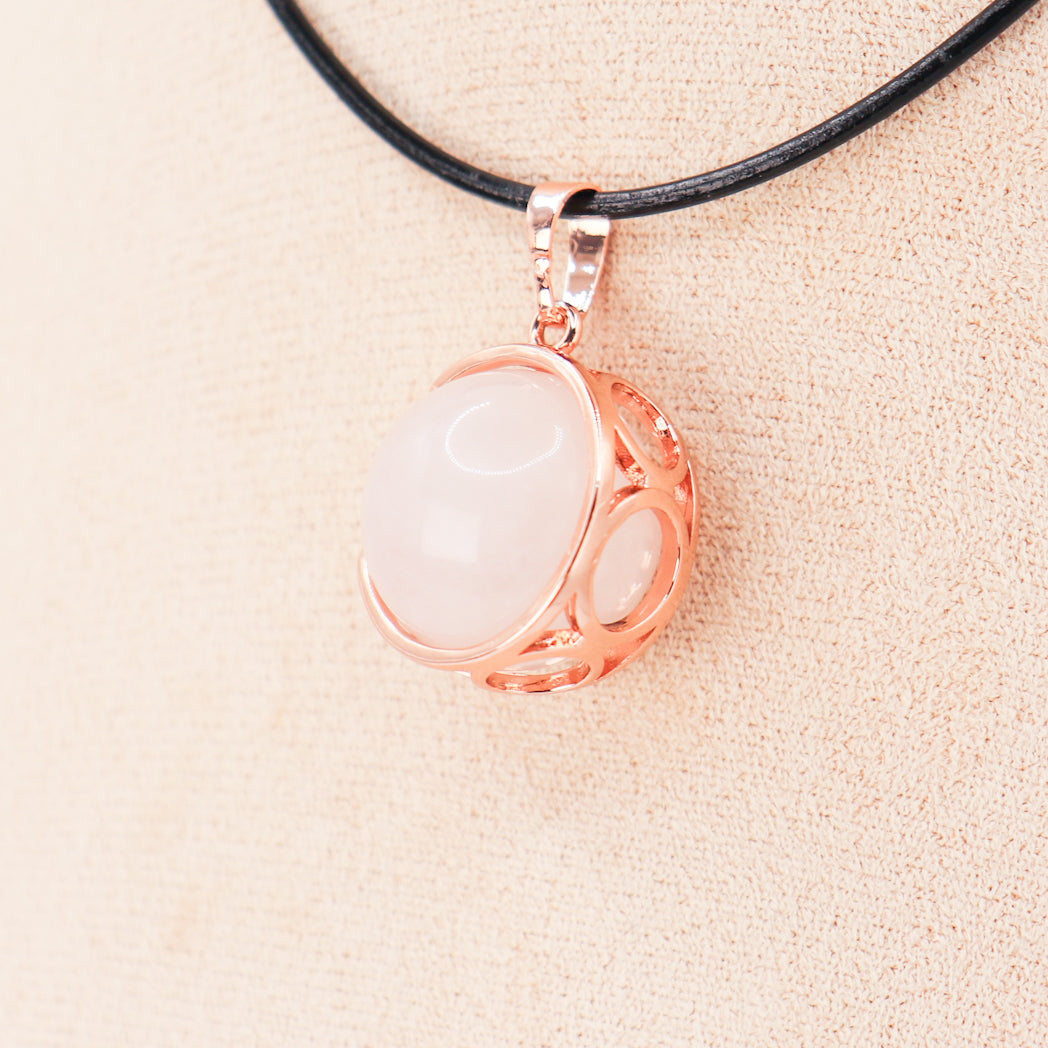 Pendentif | Sphère de Lune en Quartz rose