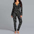 Halloween printed jumpsuit with long sleeves and spooky design.