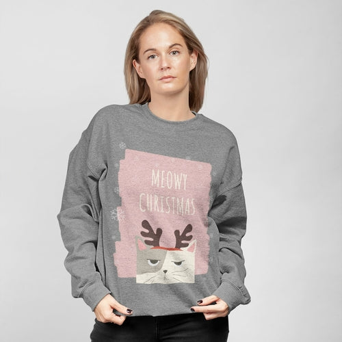 Womens Meowy Christmas Sweatshirt