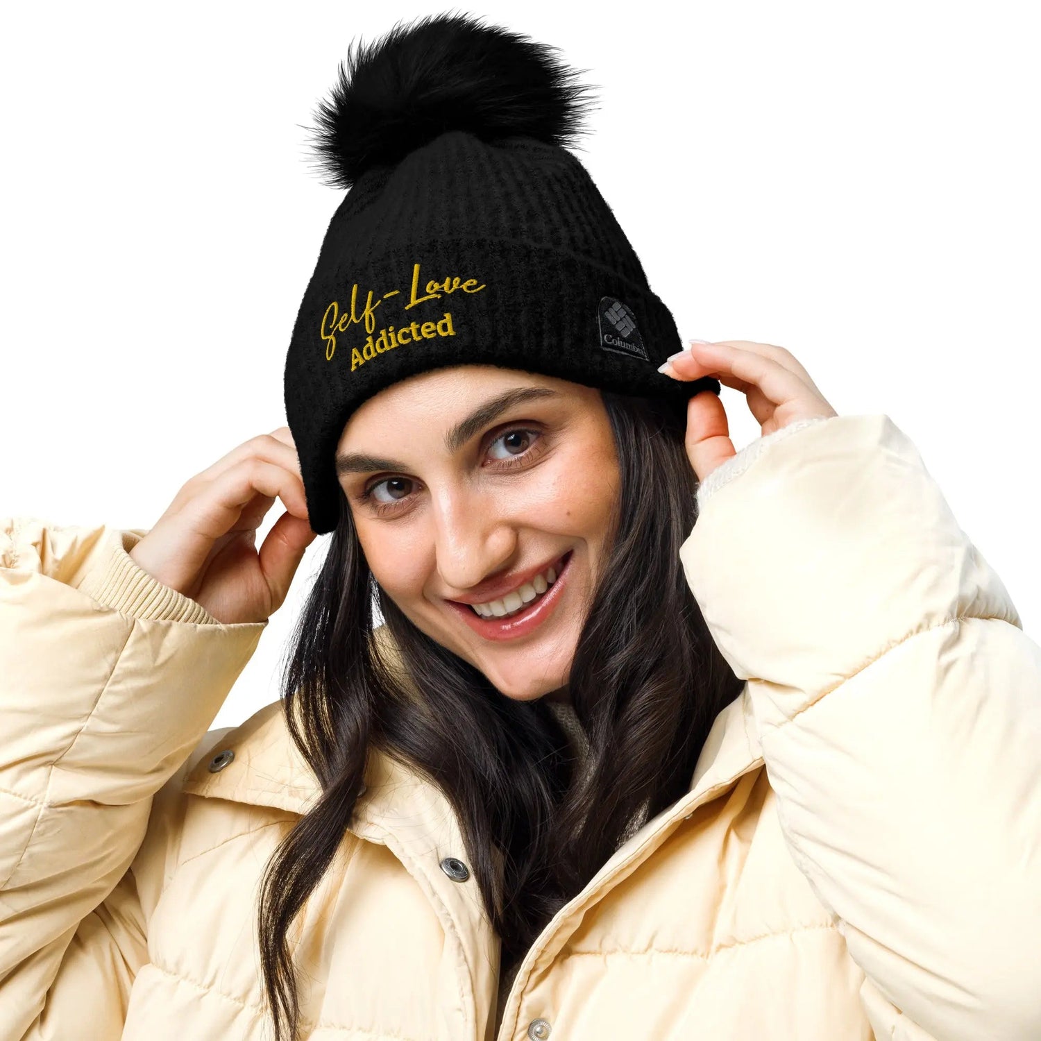 Winter Hats -  Self Love - Columbia pom-pom beanie with Embroidery