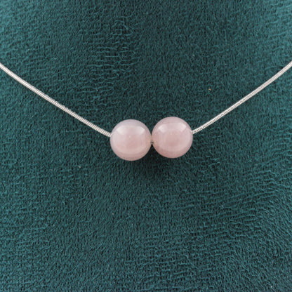 Rose Quartz from Madagascar 8 mm 2 beads necklace.