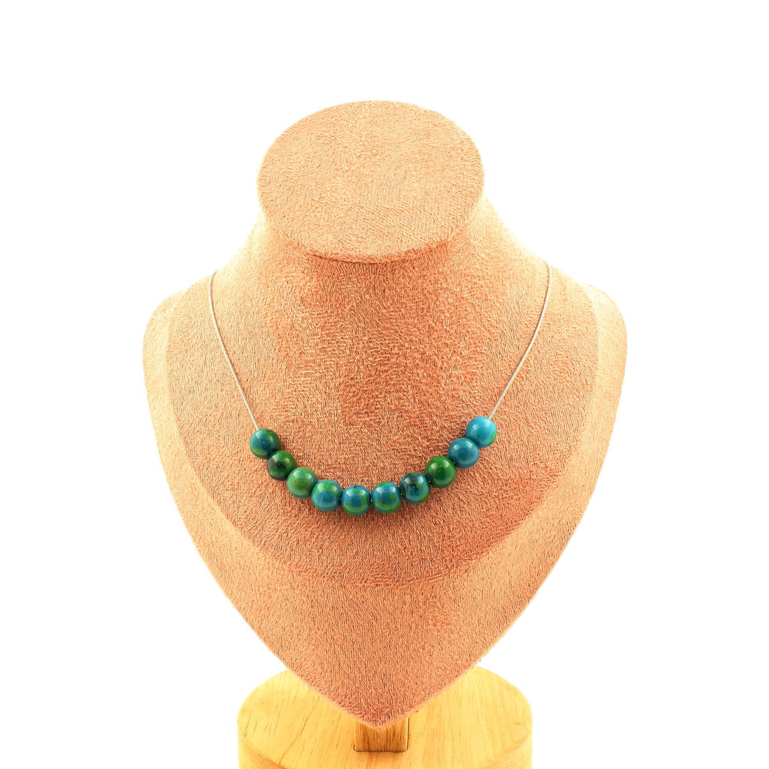 Tinted Chrysocolla 8 mm 10 beads necklace.