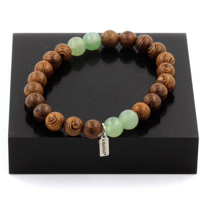 Aventurine + Wood Bracelet 8 mm Beads.