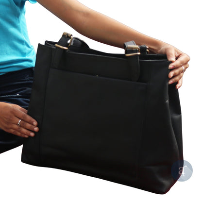 Black Leather Handbags for Women Ladies Tote Shoulder Bags.