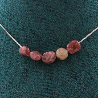 Ruby from Brazil 5 beads necklace.