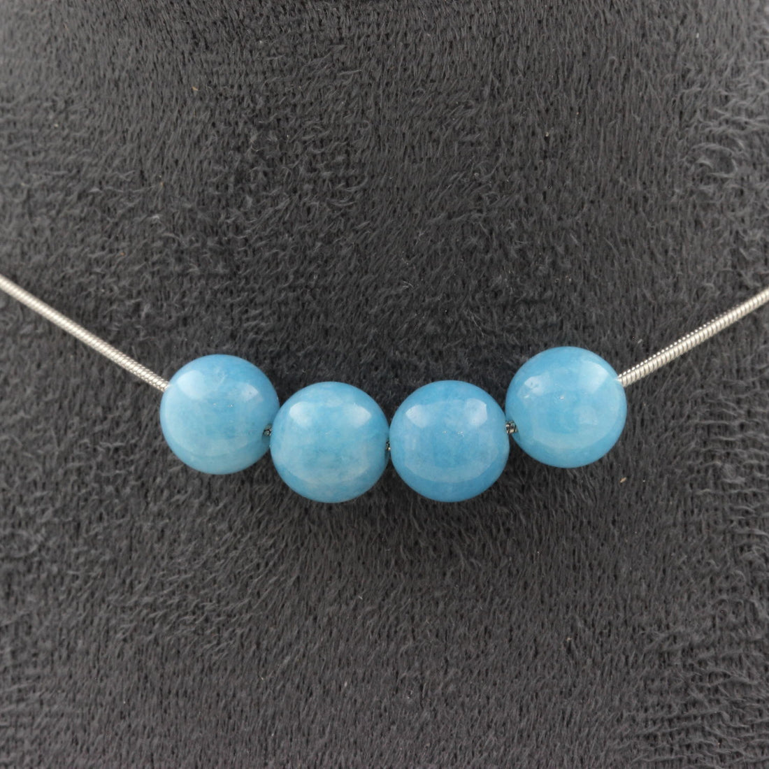 Blue Chalcedony 4 beads 8 mm necklace.