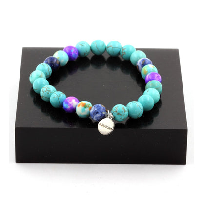 Turquoise + Blue Purple + Blue Jasper + Blue Orange Jasper Bracelet