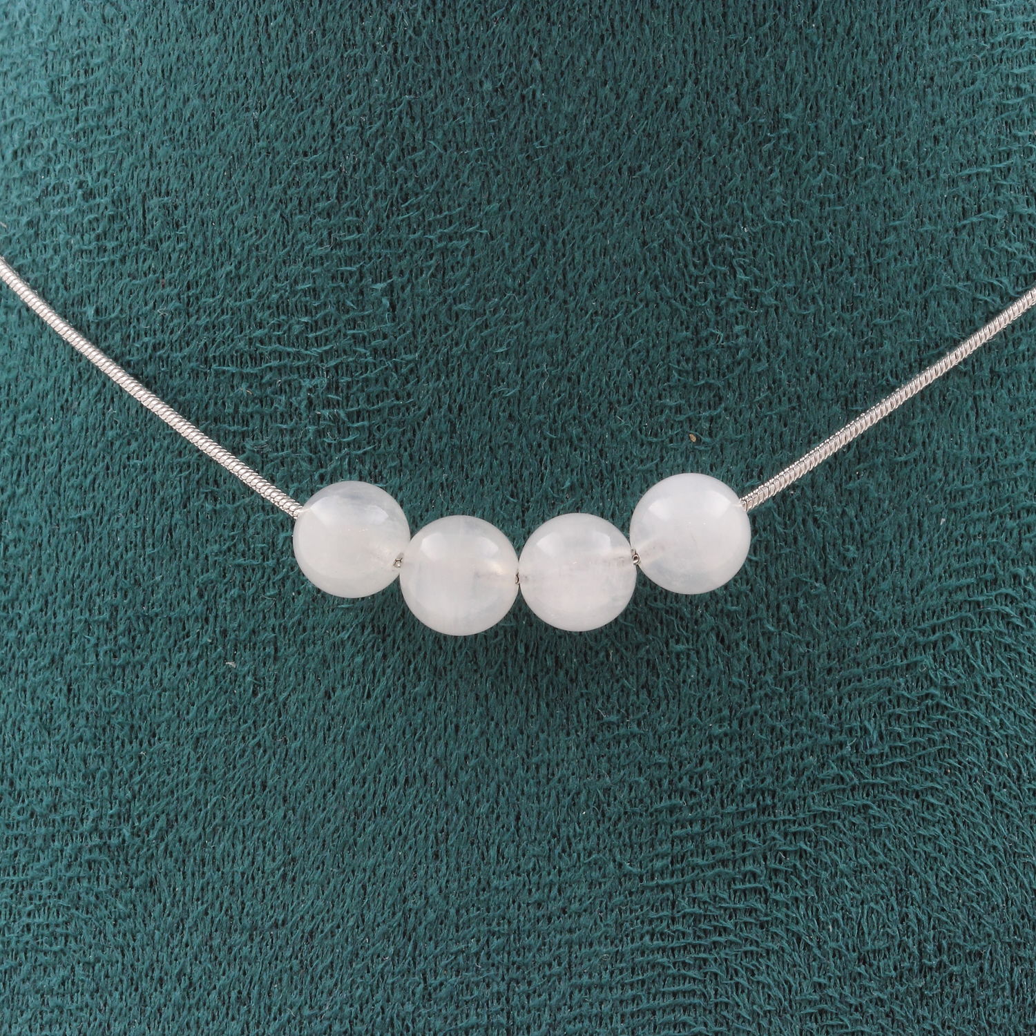 Moonstone from Sri Lanka 8 mm 4 beads necklace.