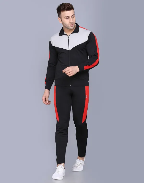 Black Polyester Blend Track suit for Men (Size-XL)