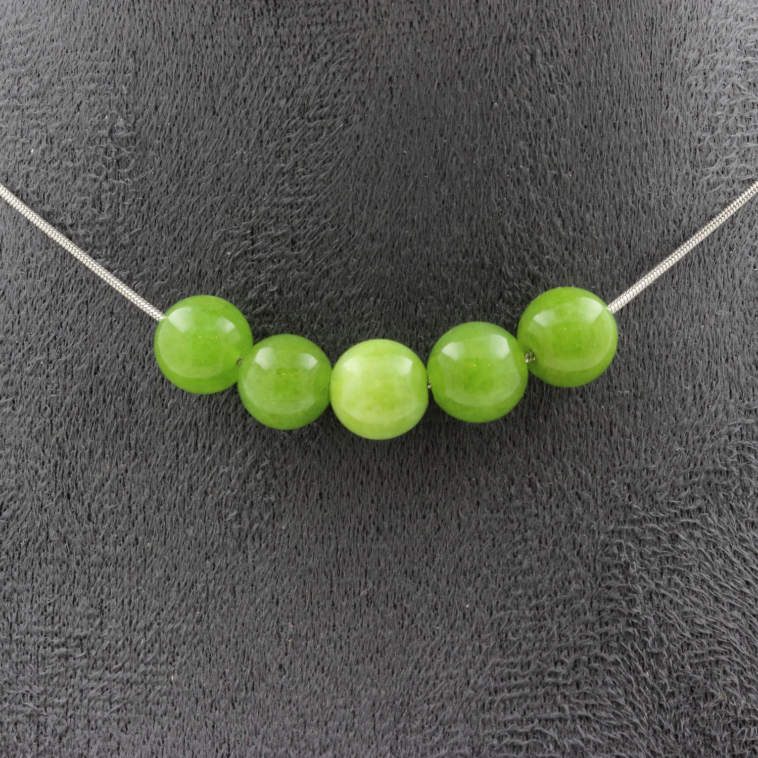 Peridot 8 mm 5 beads necklace