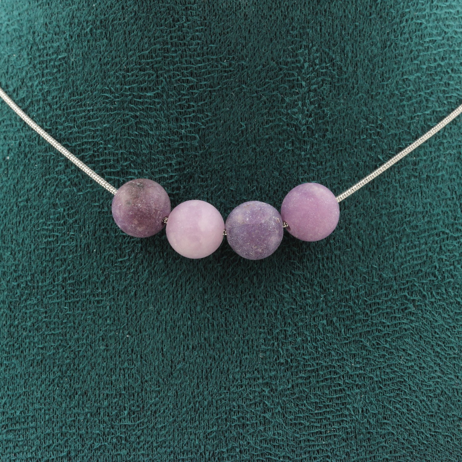 Matte purple Mica 8 mm 4 beads necklace.