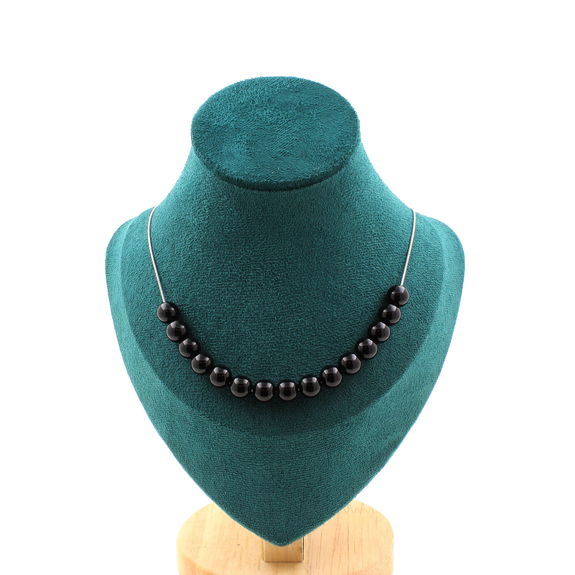 Black Agate 15 beads 8 mm necklace.