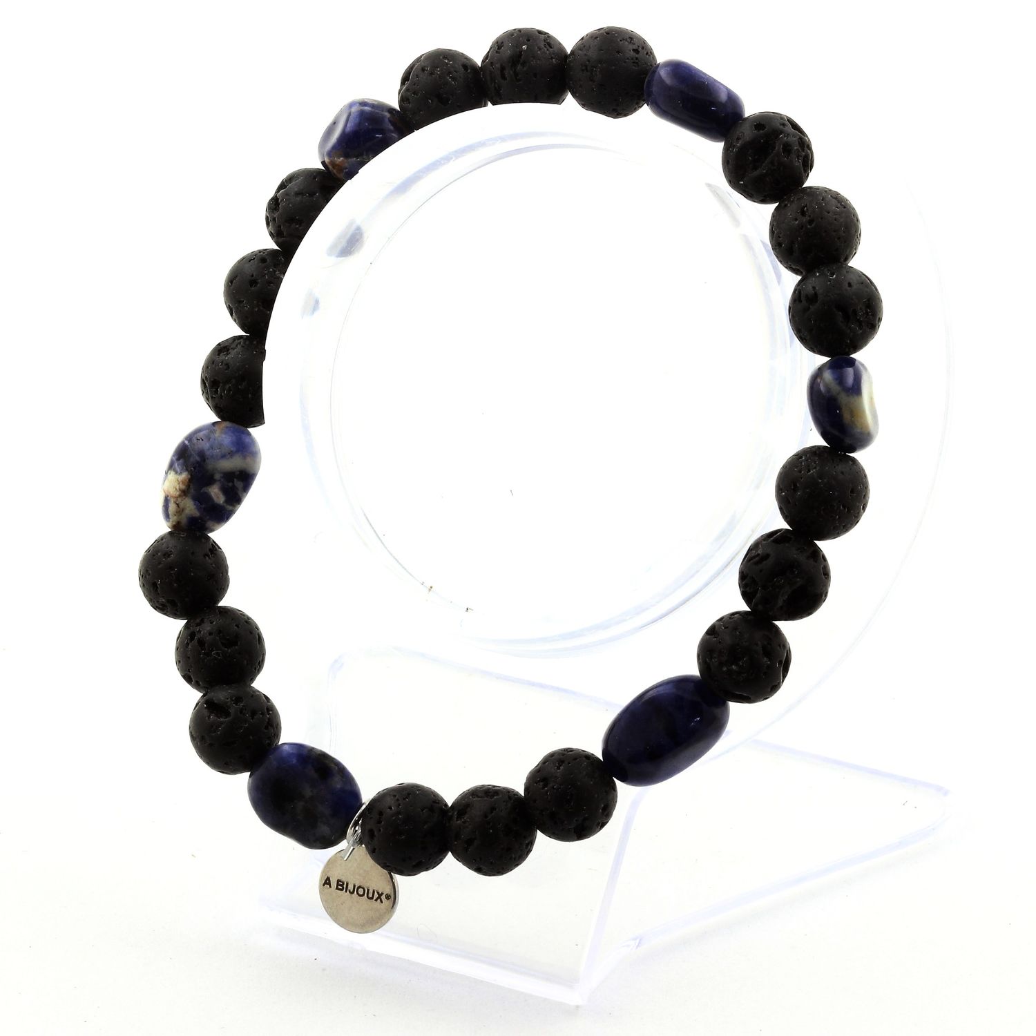 Sodalite from Brazil + Lava Bracelet 8 mm Beads.