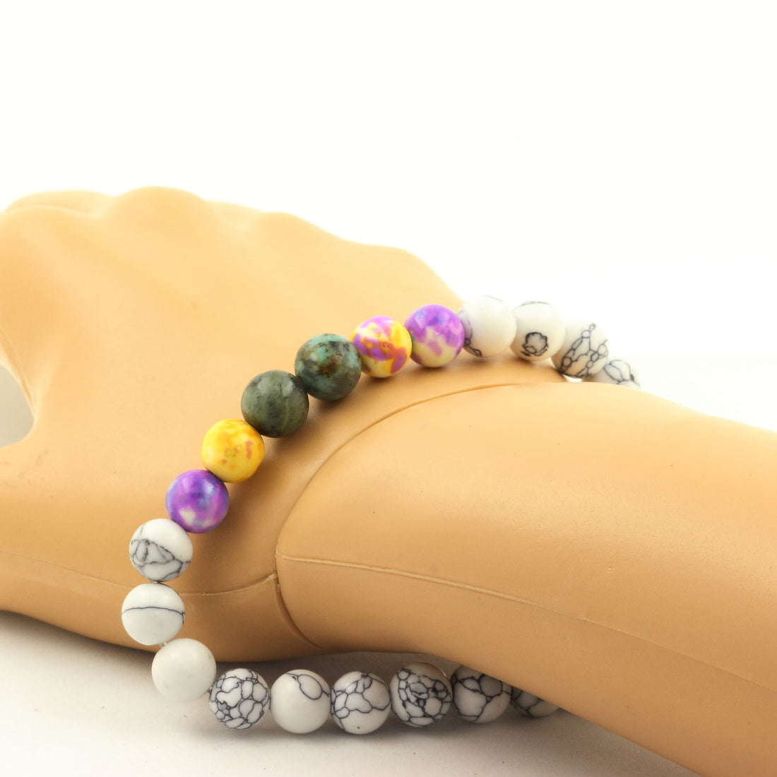 Turquoise + Blue Violet Jasper Violet Yellow Jasper + Howlite Bracelet