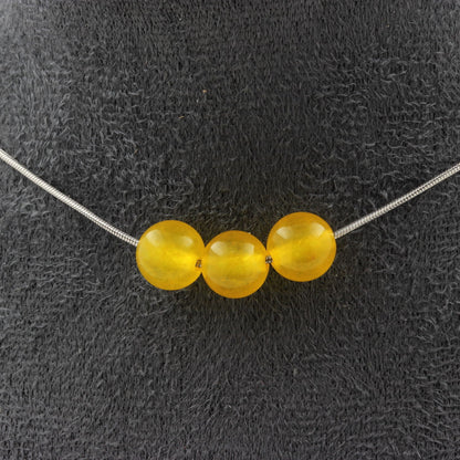 Yellow Agate 3 beads necklace 8 mm.