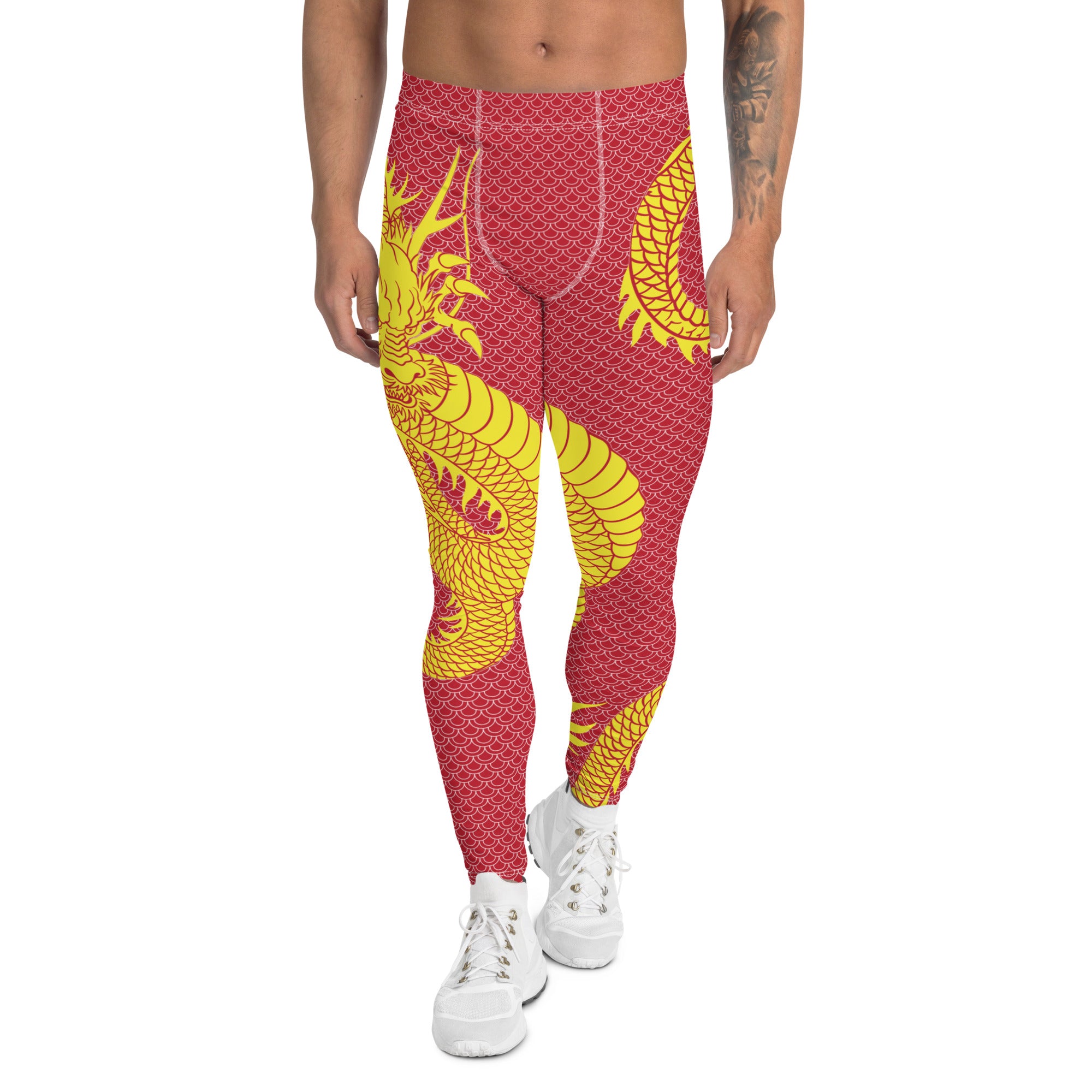 Yellow Dragon Red Leggings for Men