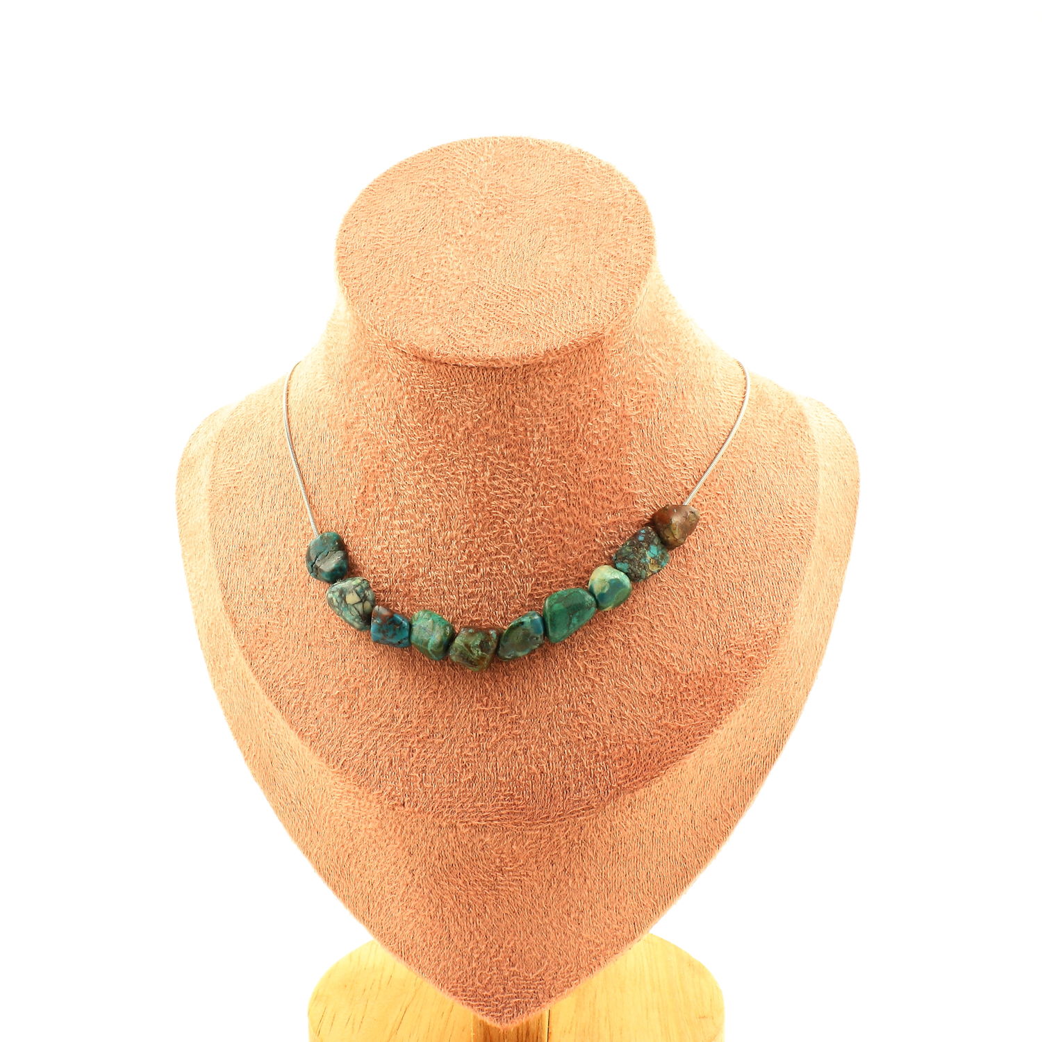 Chrysocolla from the USA 10 beads necklace.